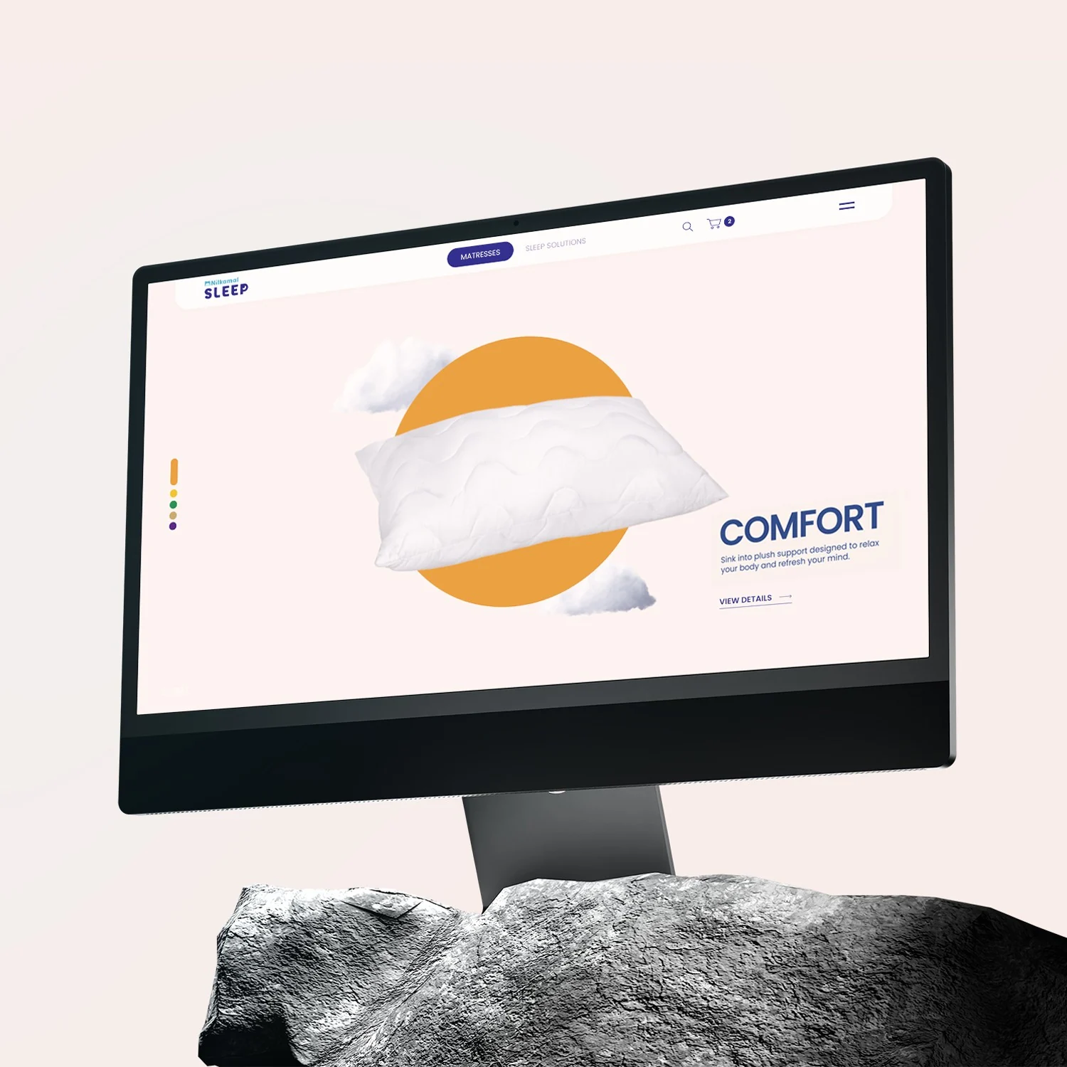 Product listing screen with clean white space and mattress filter navigation