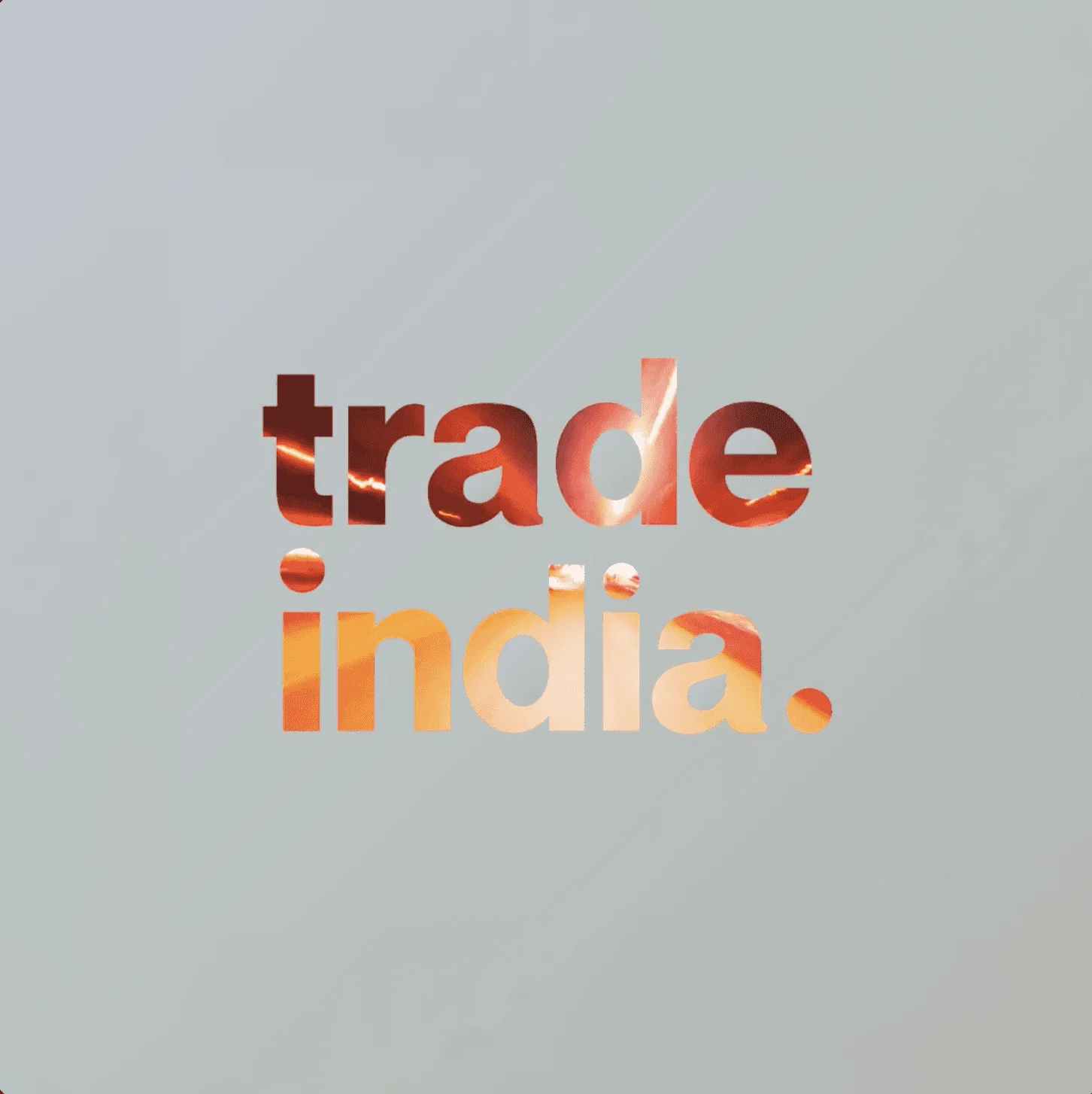 Trade India wordmark lockup showing warm gradient fill on light background