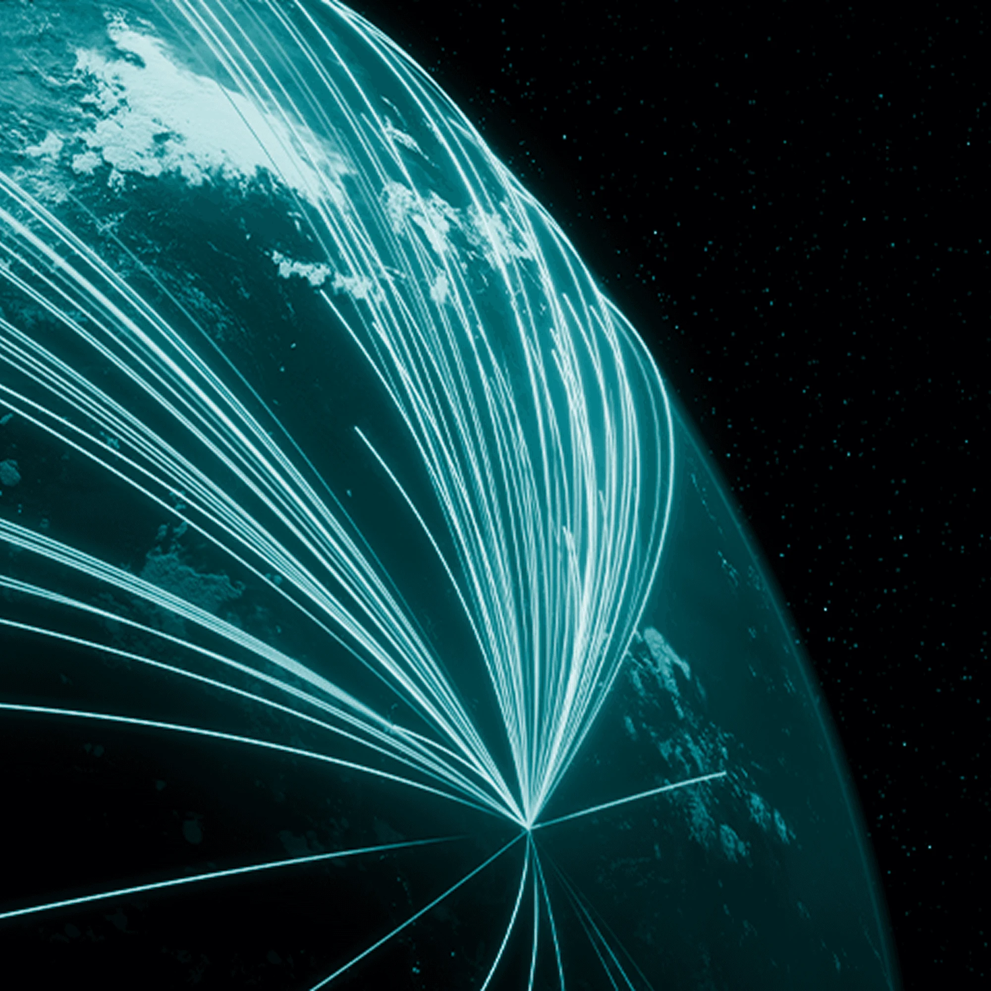 Global connectivity key visual showing arc lines across Earth for worldwide deployment