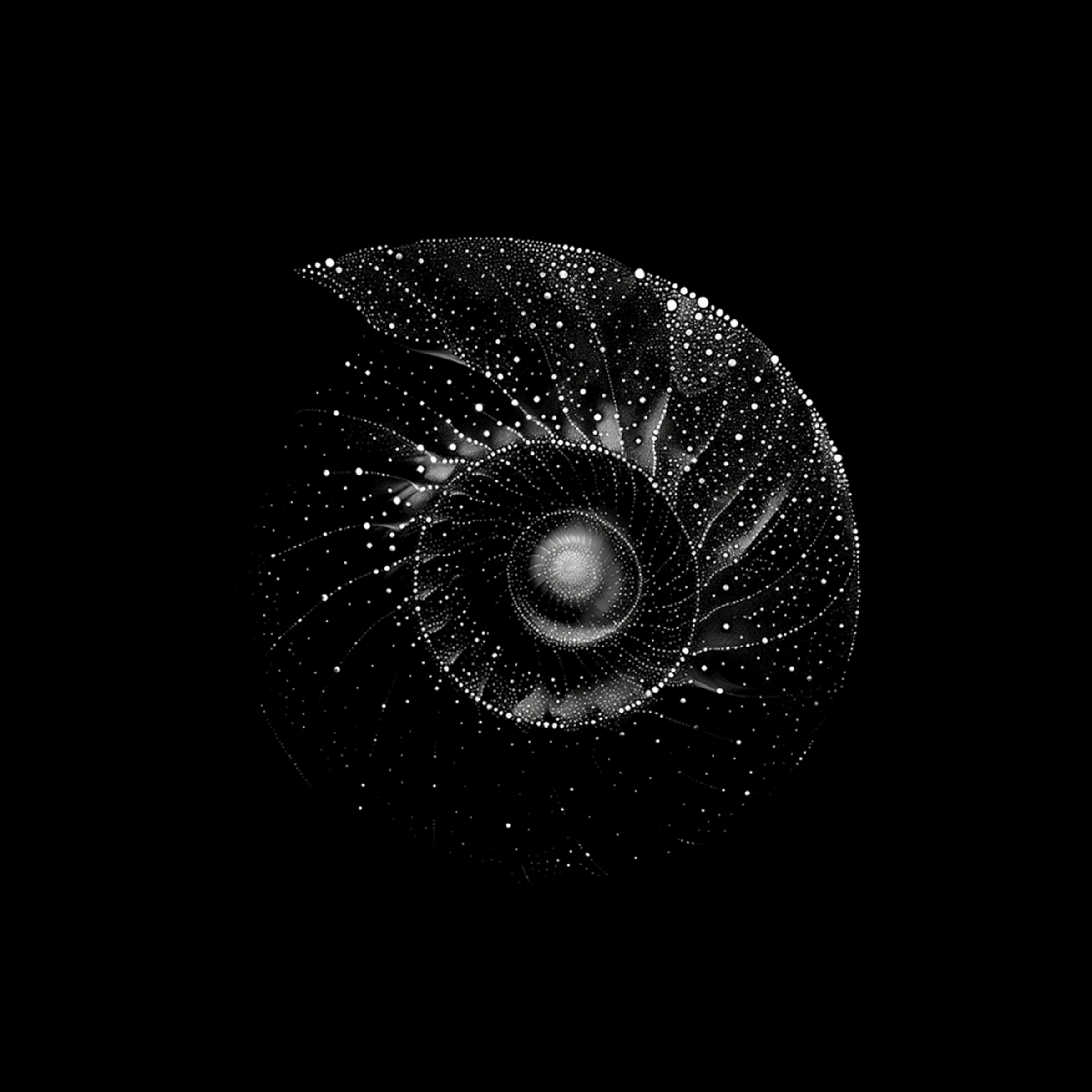 3one4 Capital monochrome particle spiral